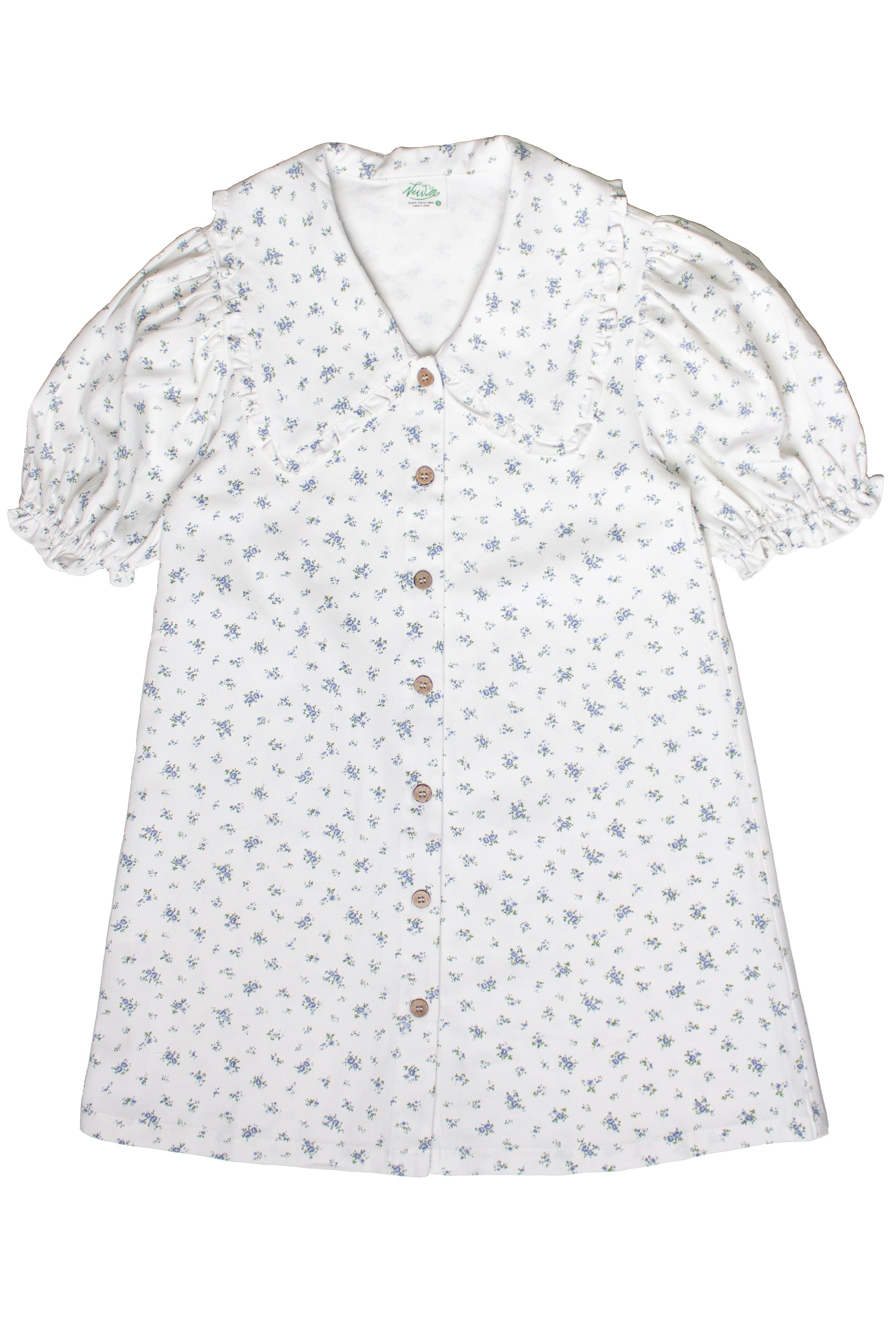 Floral Peter Pan Collar Denim Dress