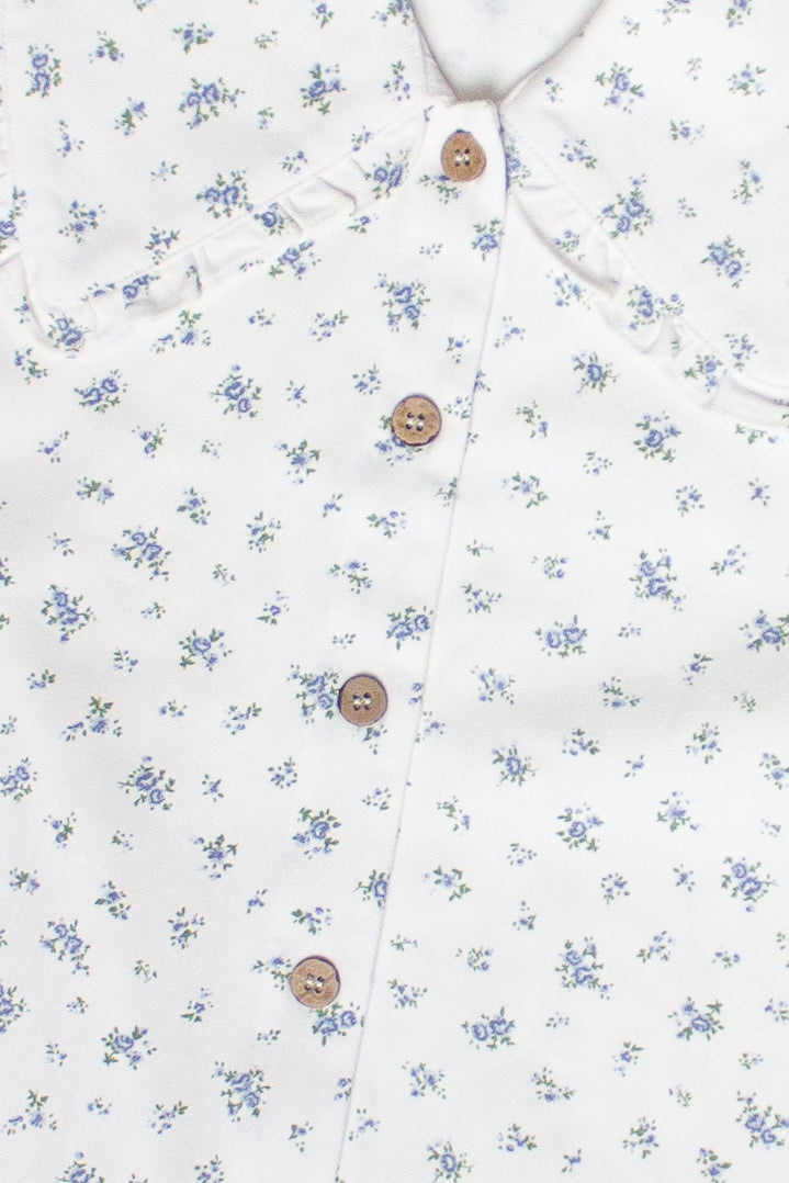 Floral Peter Pan Collar Denim Dress