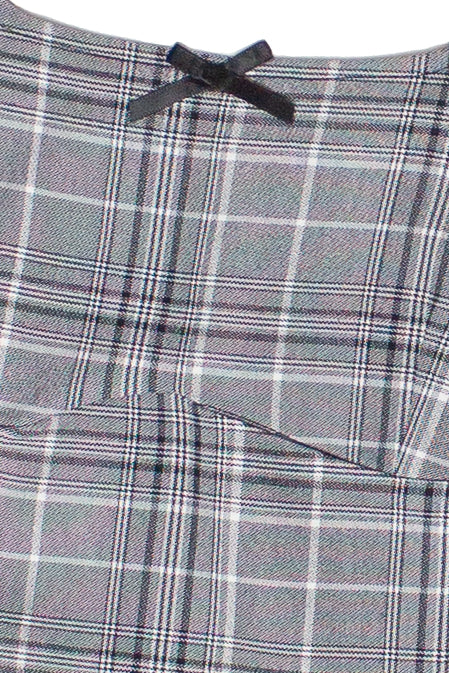 Drop Waist Plaid Mini Skort Dress - Gray