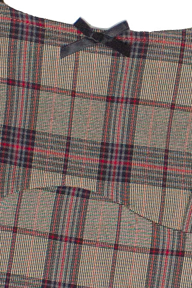 Drop Waist Plaid Mini Skort Dress - Brown