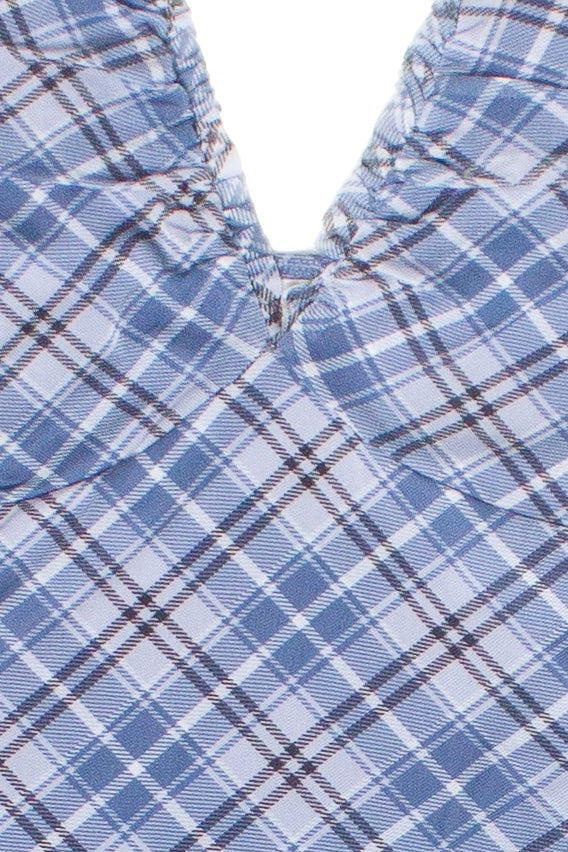 Mesh Plaid Cami Plunge Maxi Dress