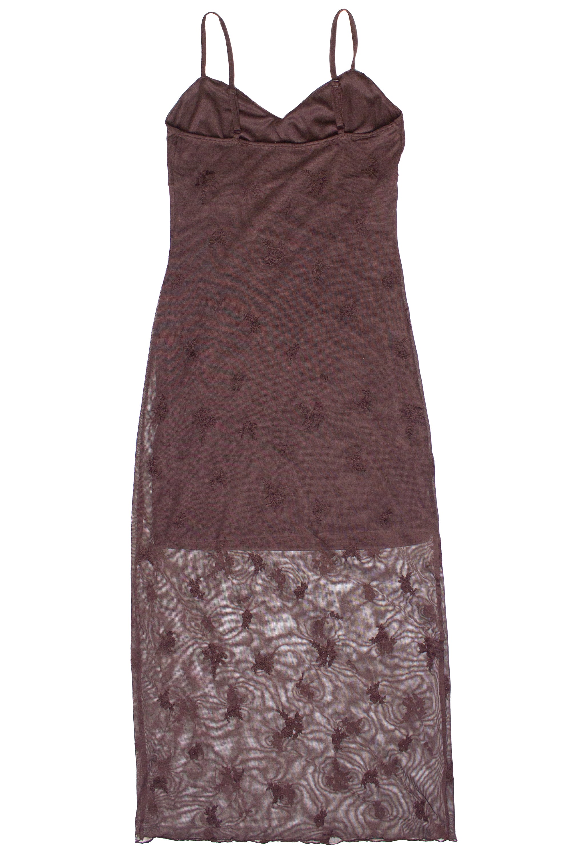 Embroidered Floral Mesh Midi Dress