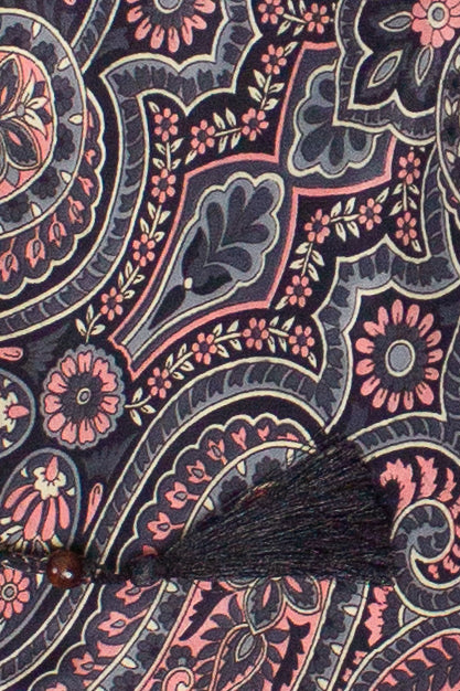 Patterned Scarf Halter Dress - Black