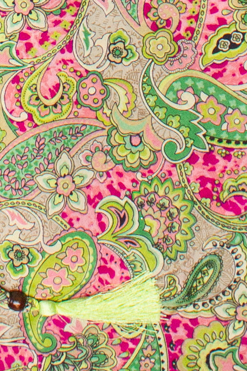 Patterned Scarf Halter Dress - Lime