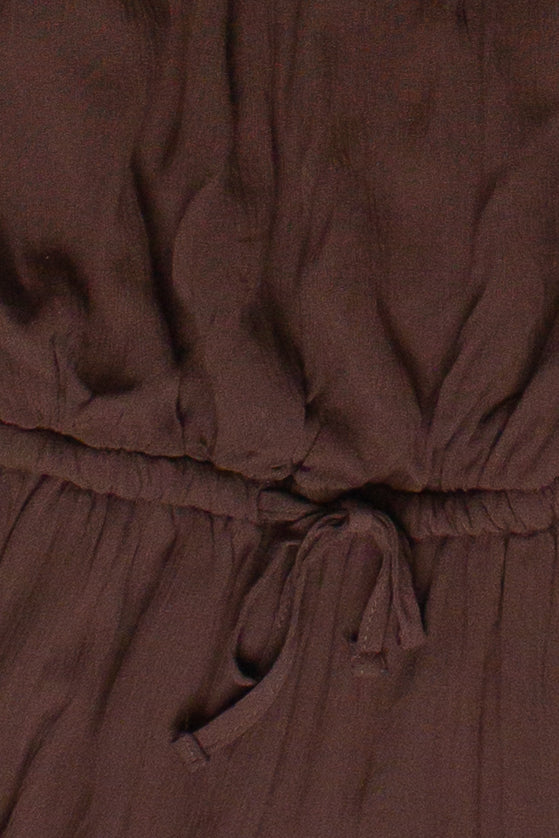 Sequin Flower Strapless Mini Dress - Brown