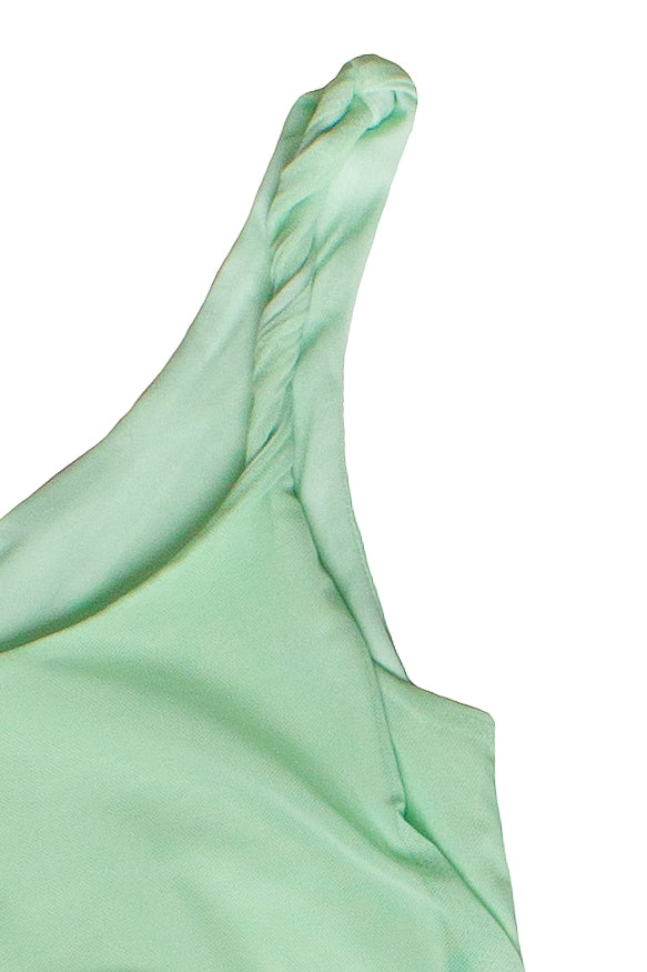 Flower Mesh Hanky Hem Midi Dress - Green