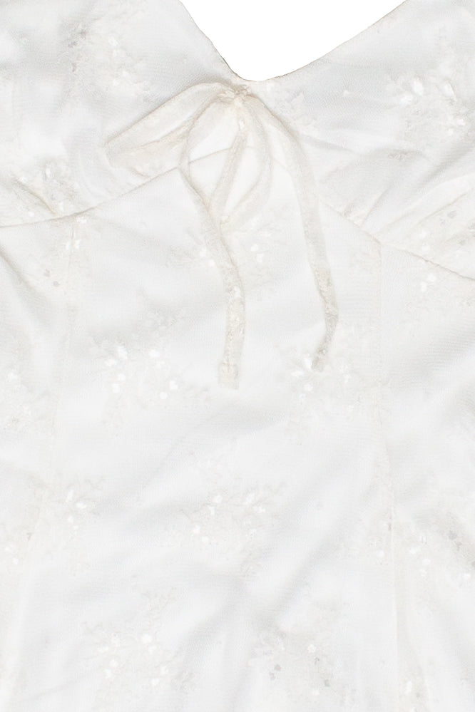 Floral Mesh Lace Hanky Hem Mini Dress