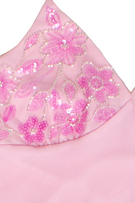 Sequin Beaded Halter Maxi Dress - Pink