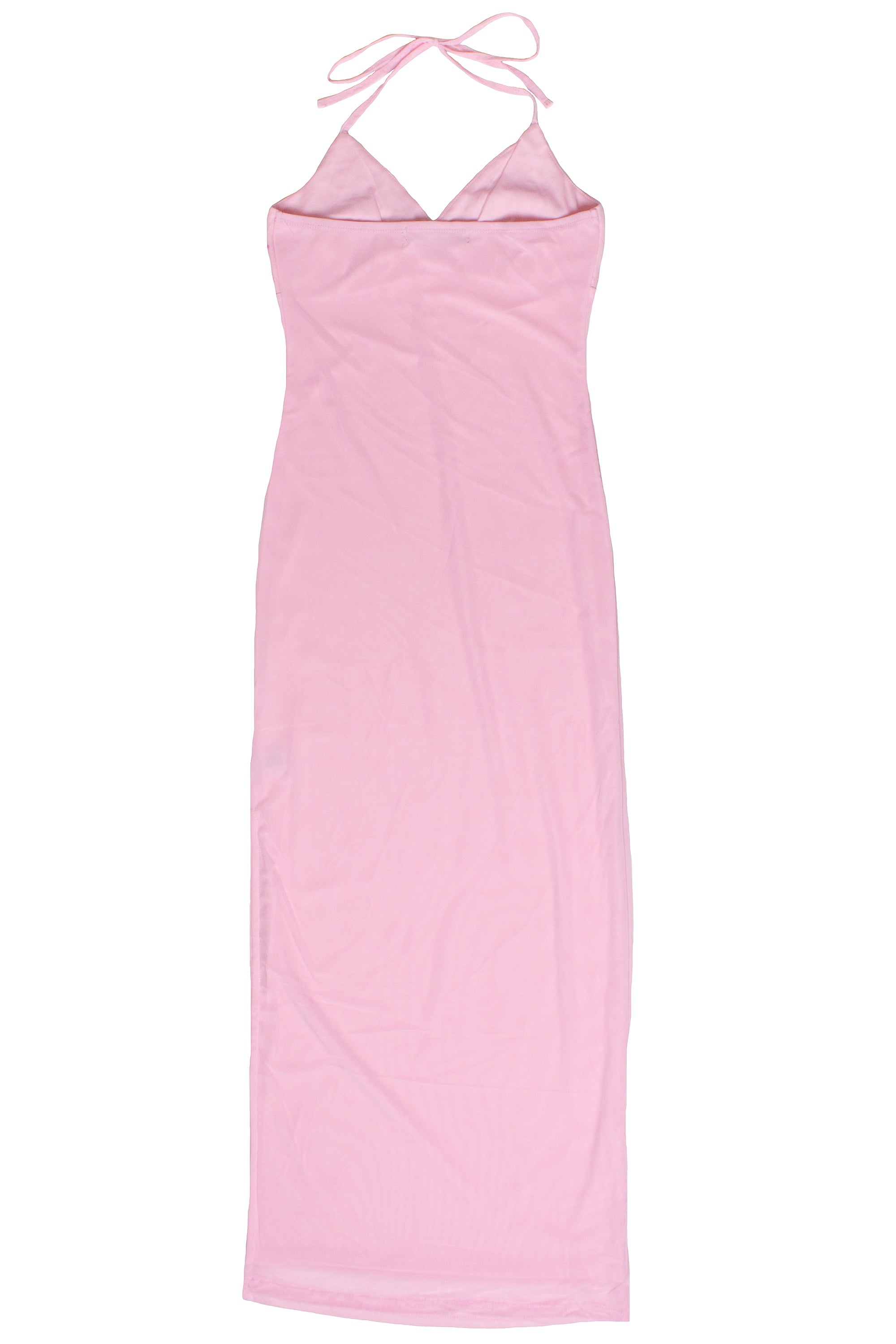 Sequin Beaded Halter Maxi Dress - Pink