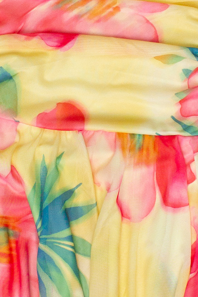 Tube Top Hanky Hem Mini Dress - Yellow