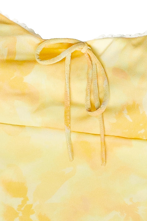 Floral Print Mesh Cami Dress - Yellow