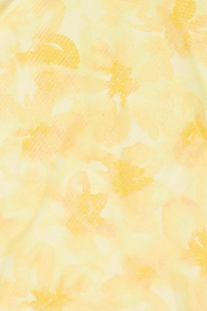 Floral Print Mesh Cami Dress - Yellow