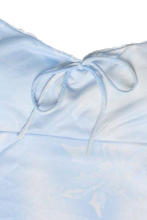 Floral Print Mesh Cami Dress - Light Blue