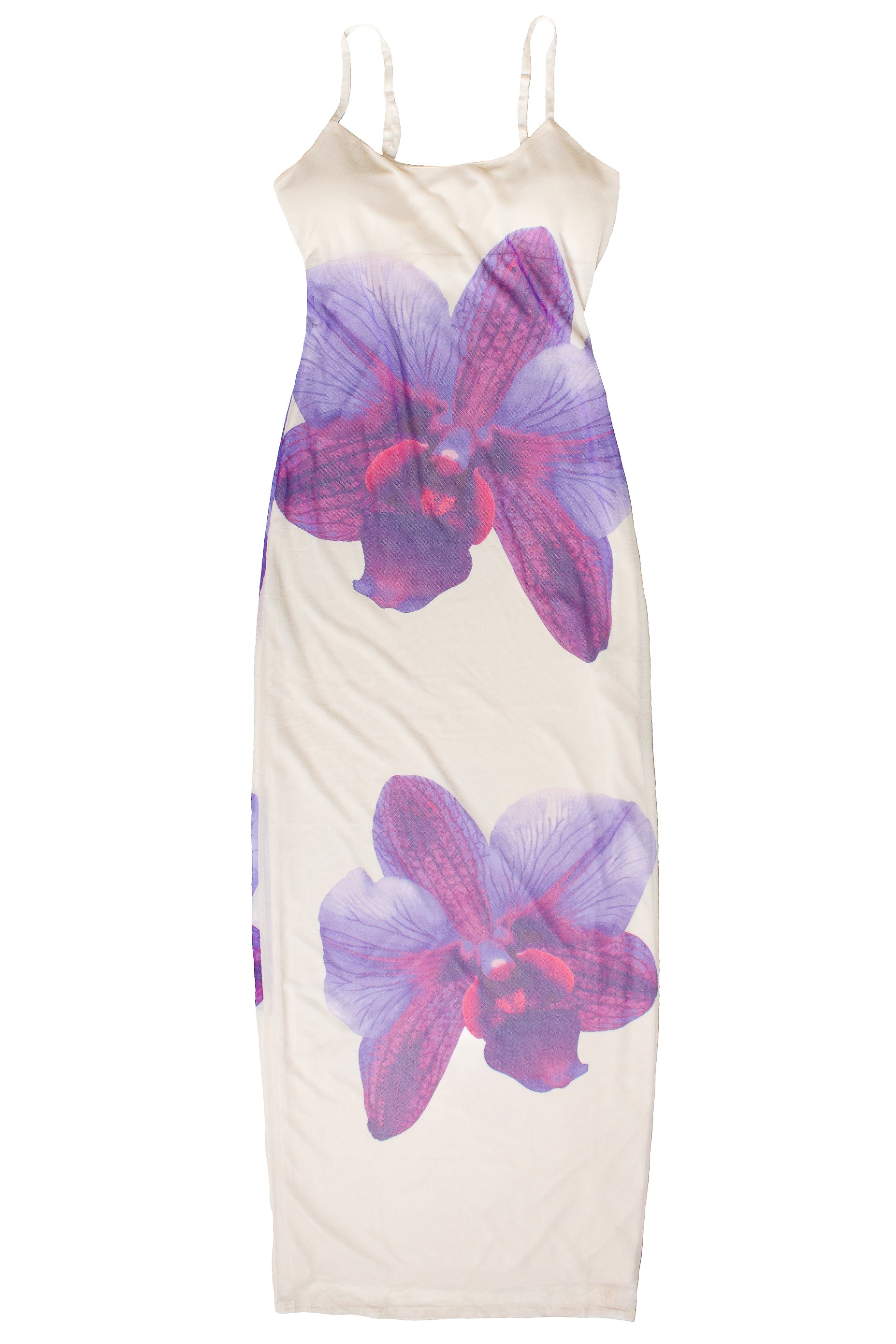 Large Flower Print Mesh Maxi Dress - Purple