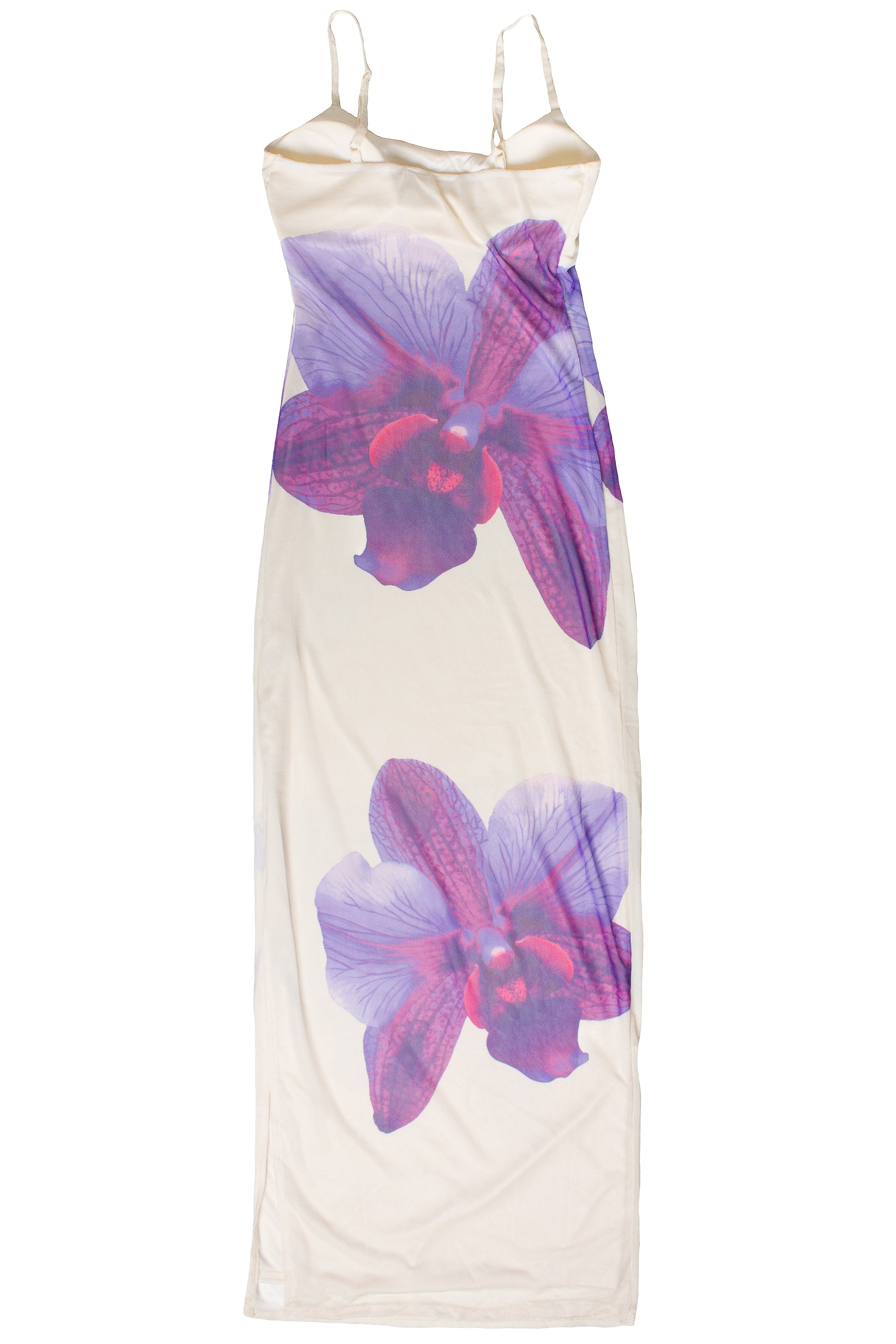 Large Flower Print Mesh Maxi Dress - Purple