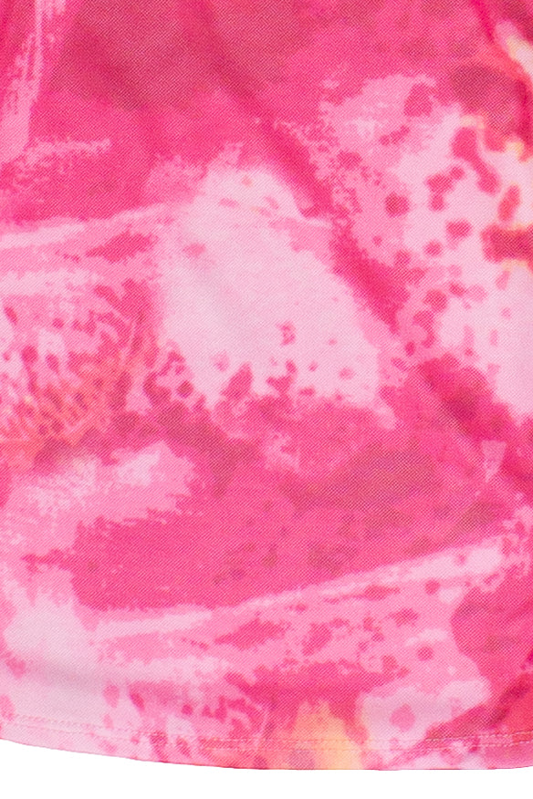 Abstract Lily Print Mesh Mock Neck Tank Top