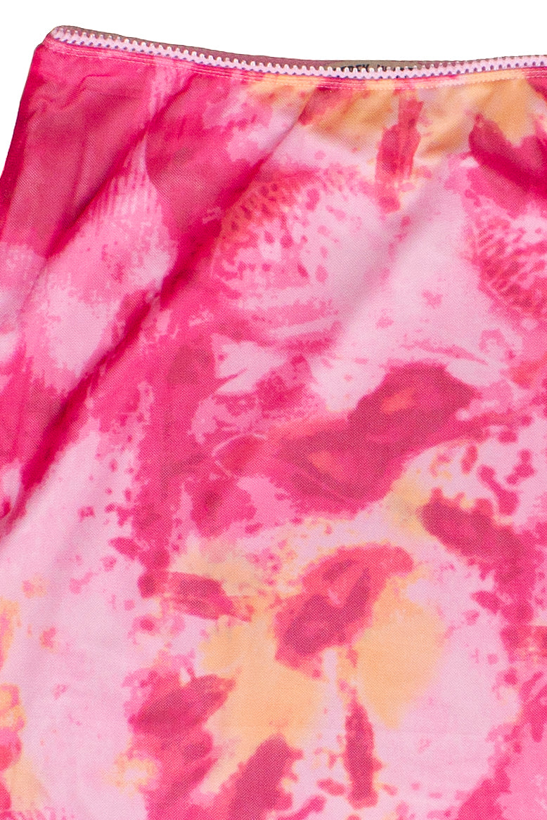 Abstract Print Mesh Slip Skirt