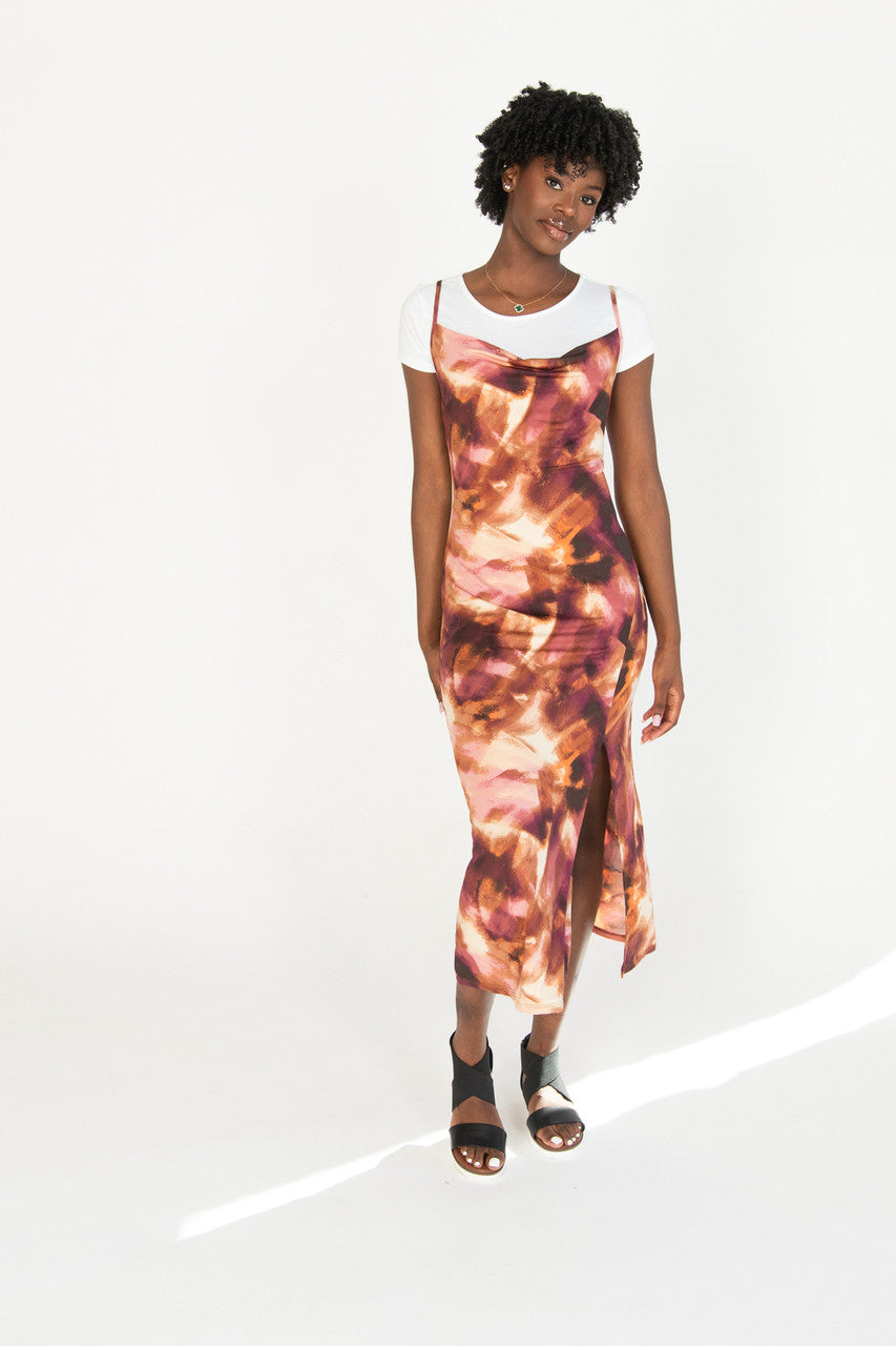 2 Piece Maxi Slip Dress With Tee