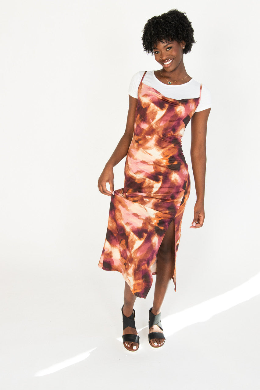 2 Piece Maxi Slip Dress With Tee