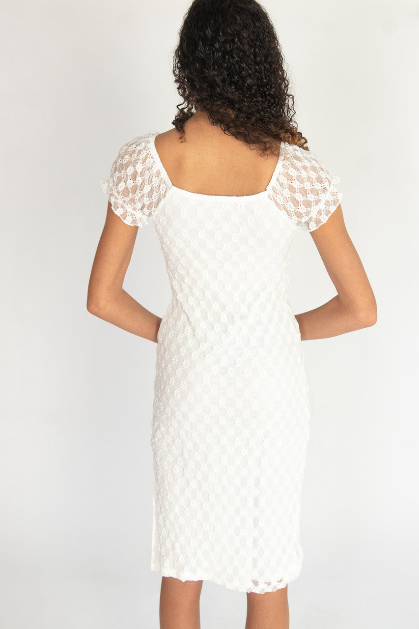 Floral Lace Sweetheart Midi Dress