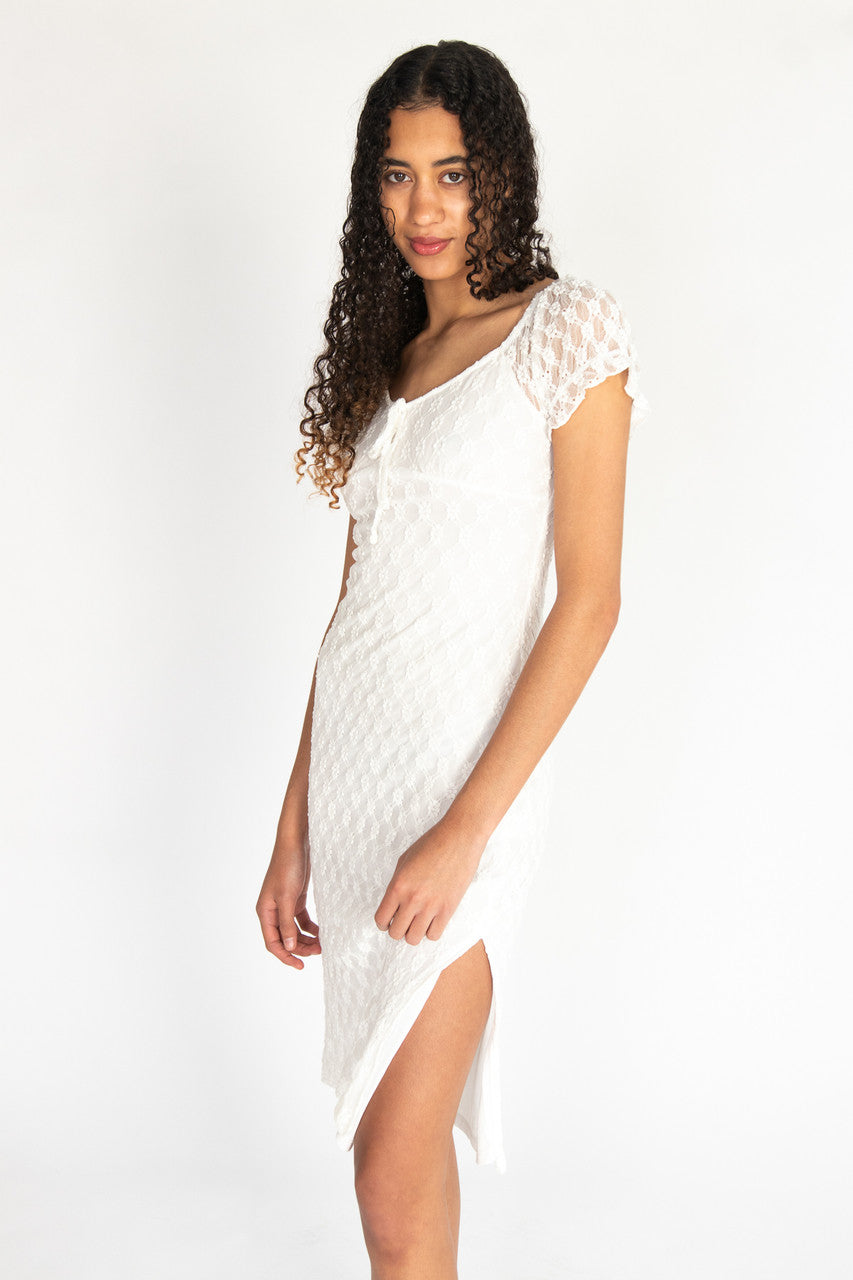 Floral Lace Sweetheart Midi Dress