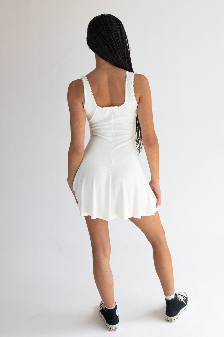 Ribbed Rose Bud Skater Dress