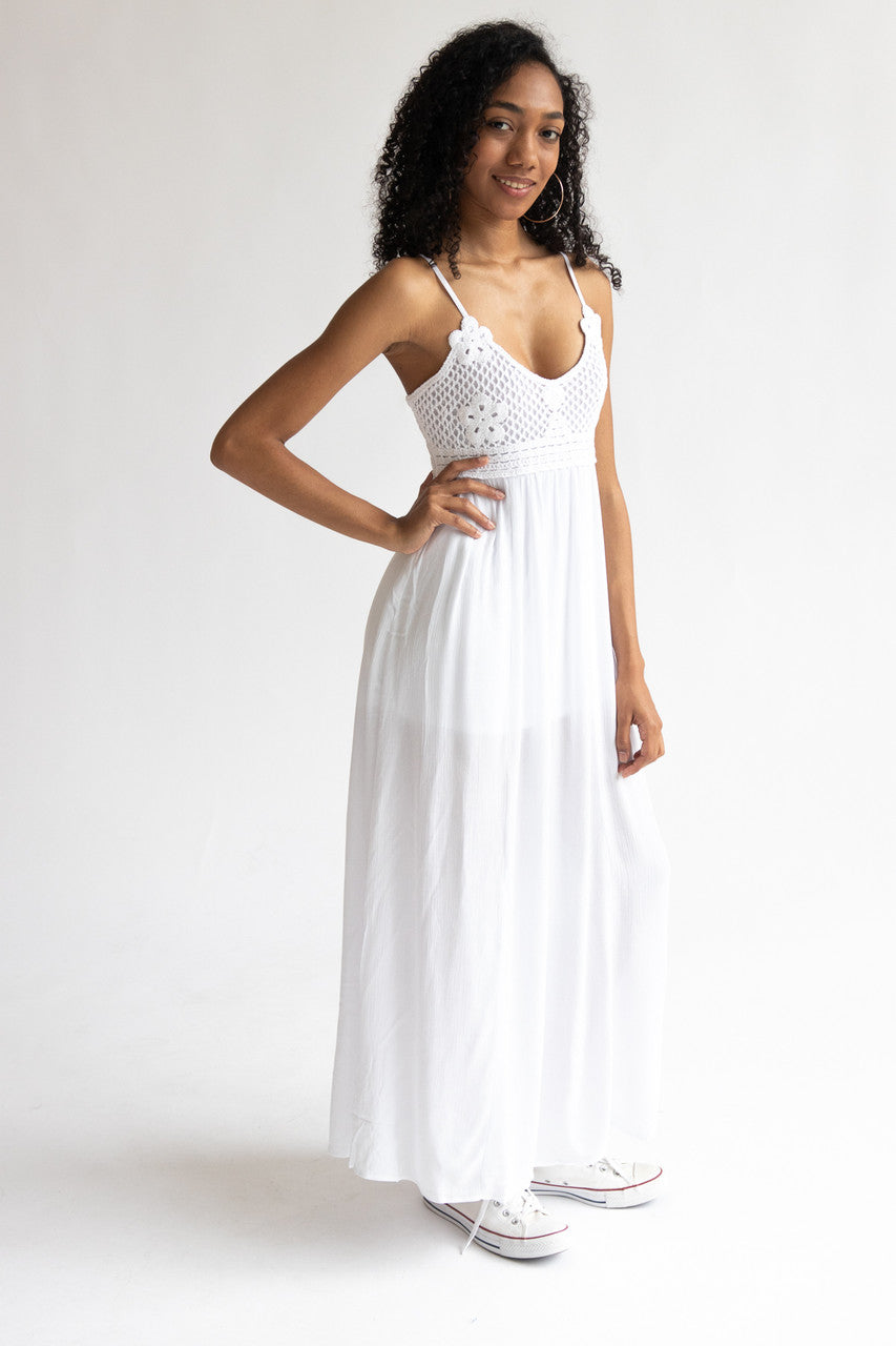 Flower Crochet Top Maxi Dress