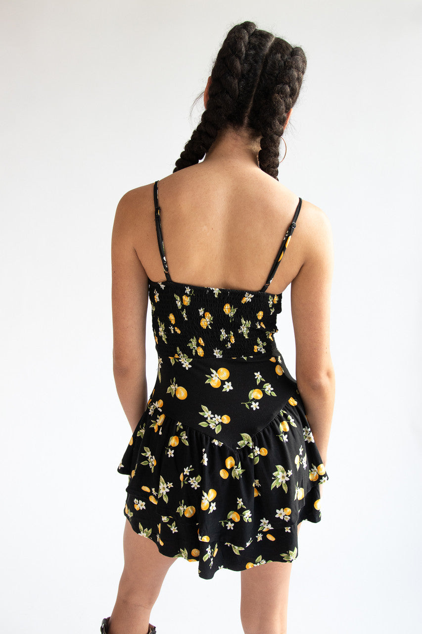 Drop Waist Patterned Mini Dress