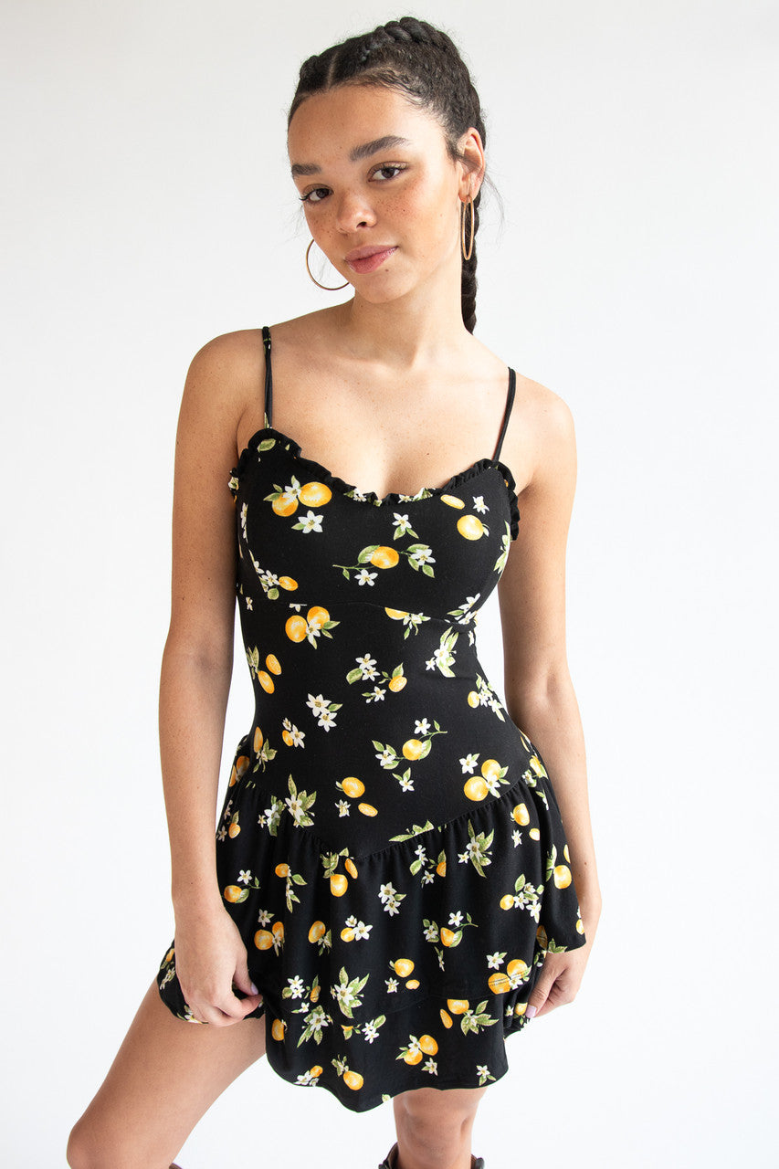 Drop Waist Patterned Mini Dress