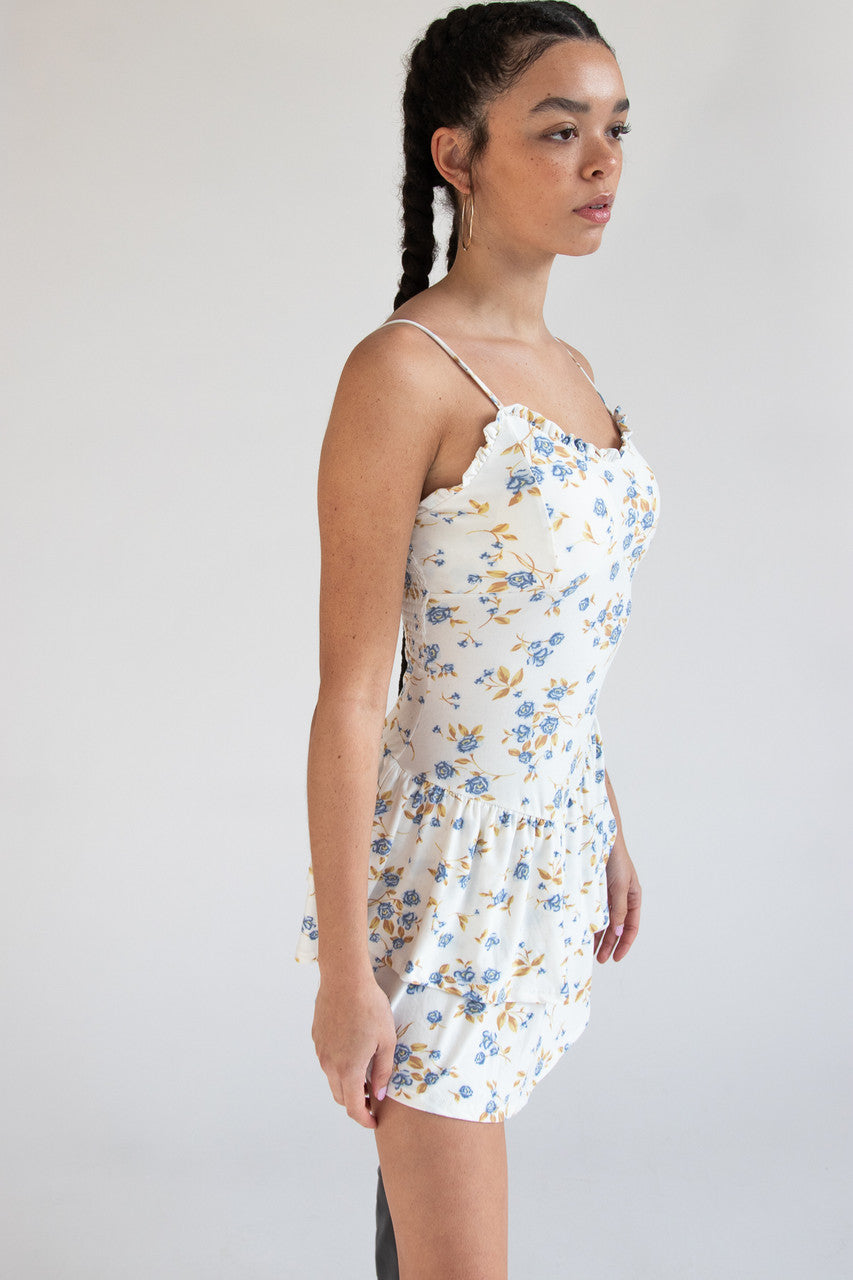 Drop Waist Patterned Mini Dress