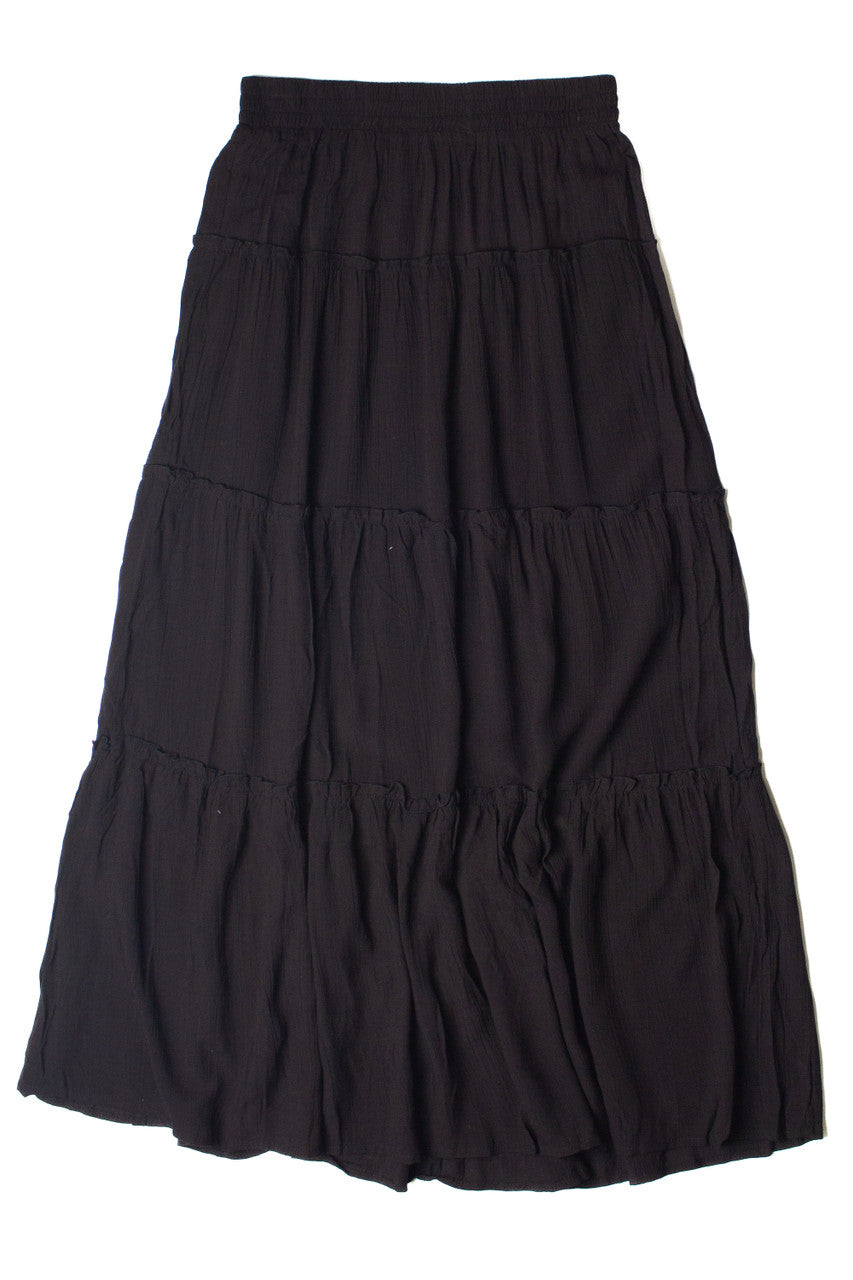 Black Ruffle Tiered Maxi Skirt