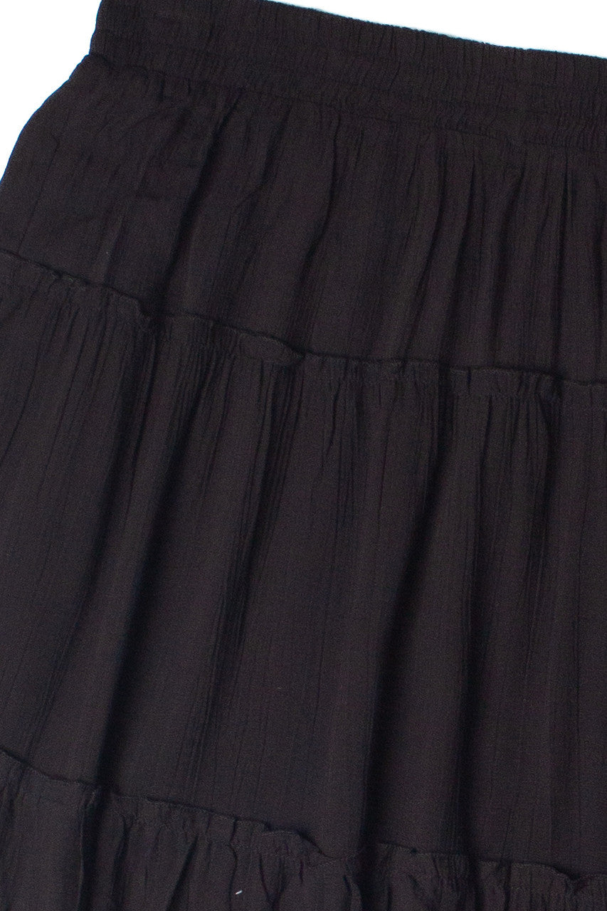 Black Ruffle Tiered Maxi Skirt
