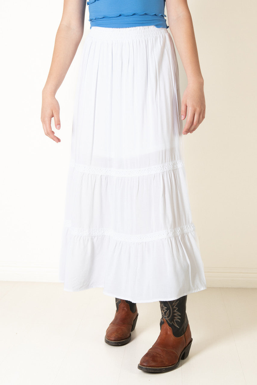 White Crochet Detail Maxi Skirt