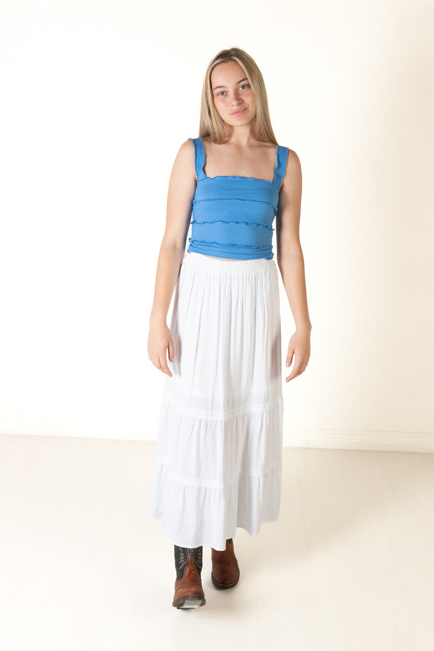 White Crochet Detail Maxi Skirt