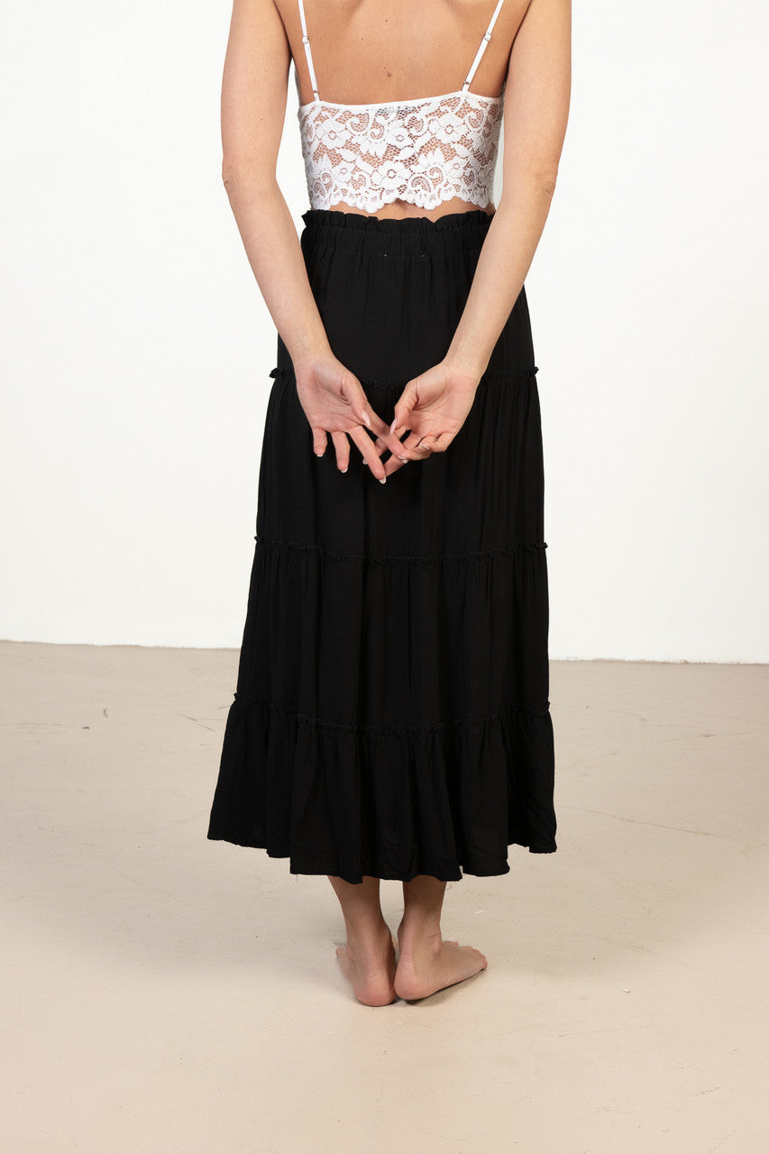 Black Layered Maxi Skirt