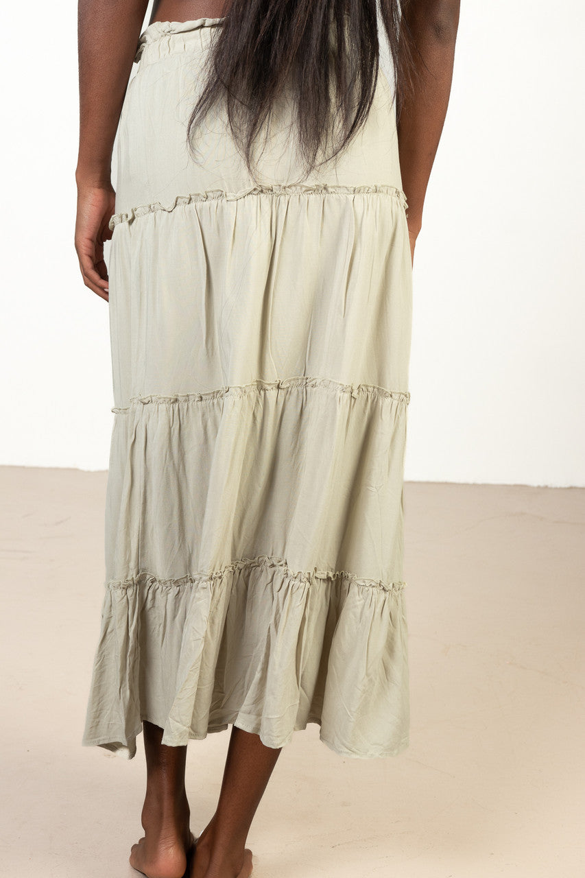 Celery Layered Maxi Skirt
