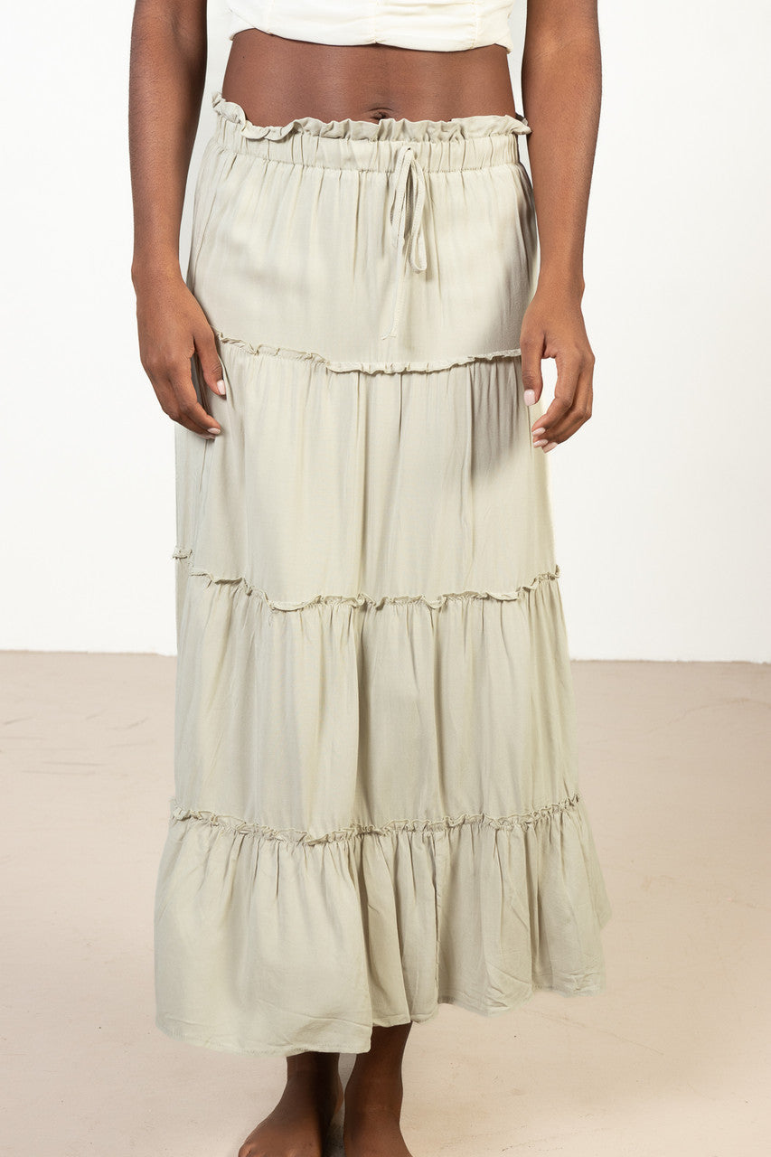 Celery Layered Maxi Skirt