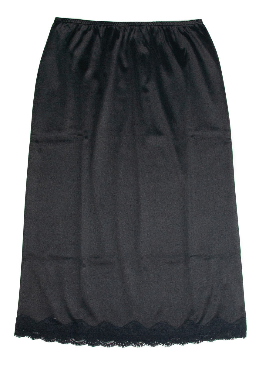 Black Lace Trim Slip Skirt