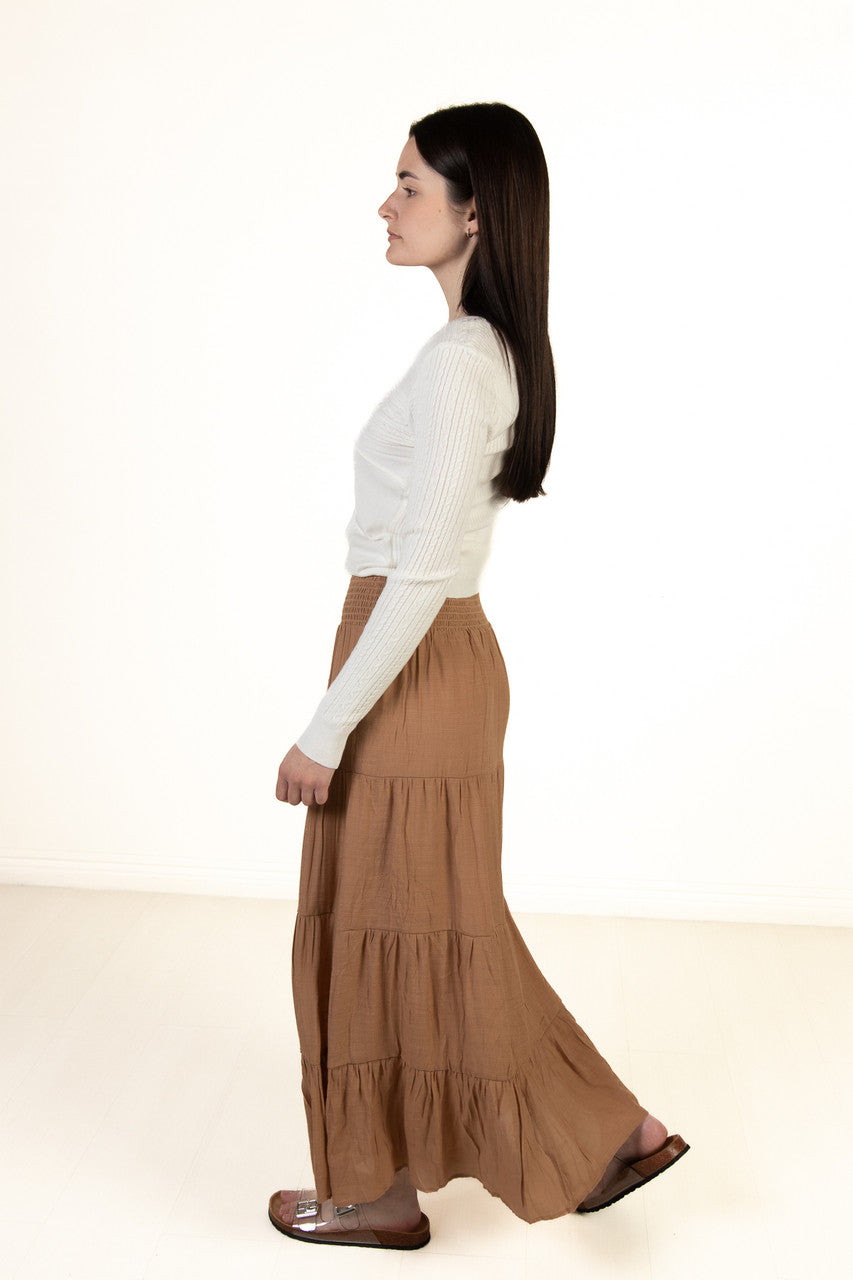 Clay Smocked Waist Maxi Skirt