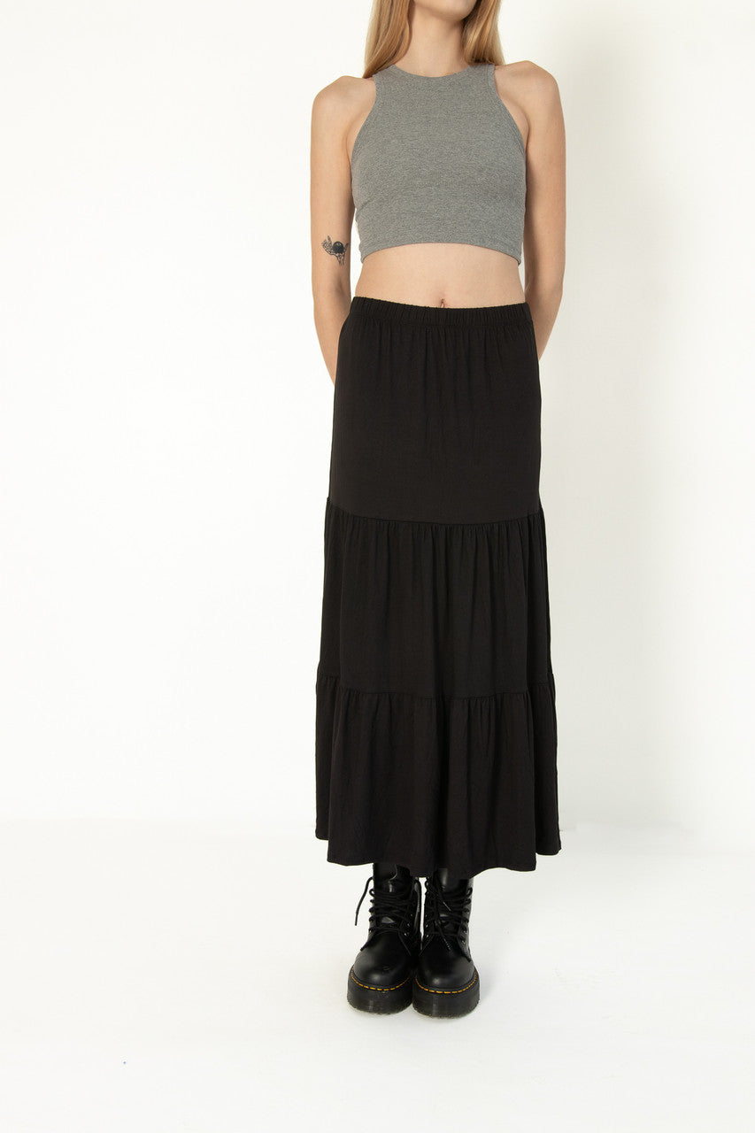 Black Brushed Maxi Skirt