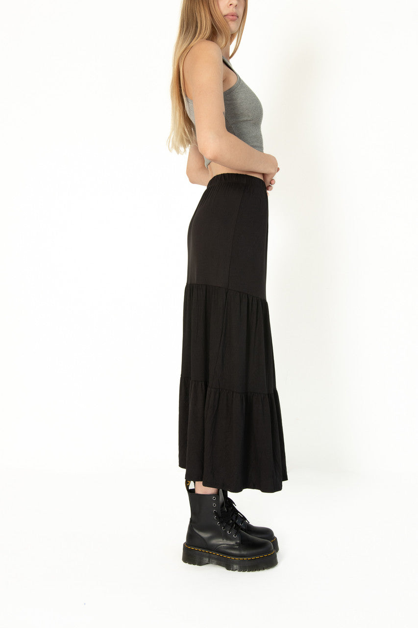 Black Brushed Maxi Skirt