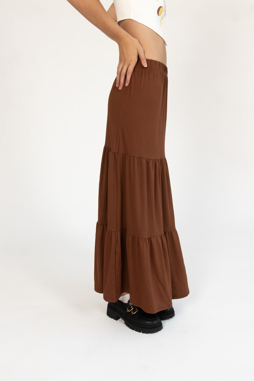 Chocolate Brushed Maxi Skirt