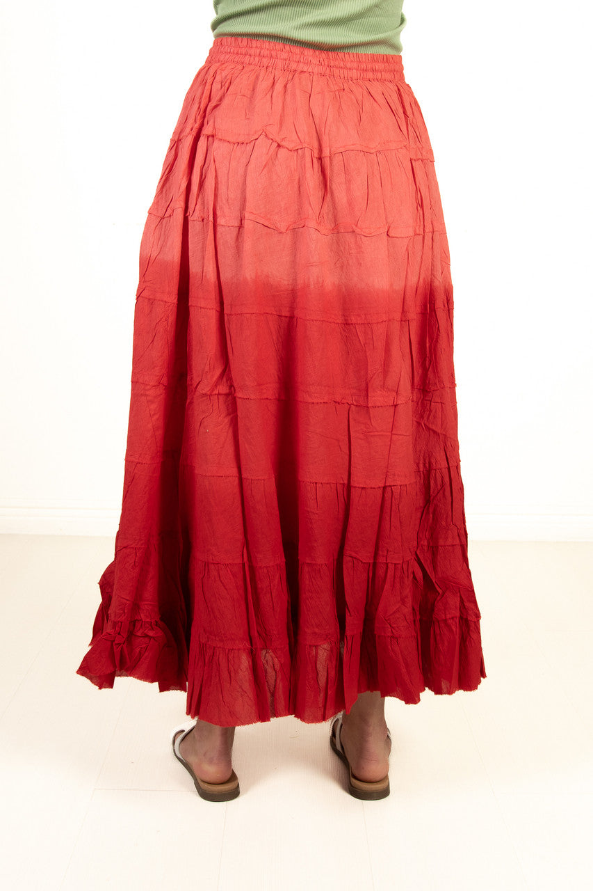 Pink Tiered Maxi Skirt