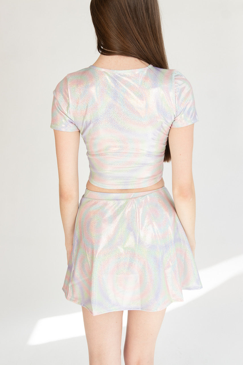 Pastel Holographic Swirl Skirt