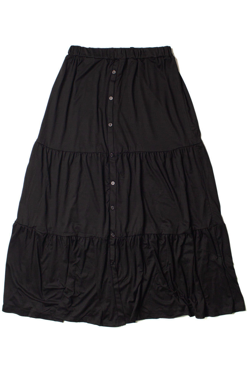 Tiered Button Front Maxi Skirt
