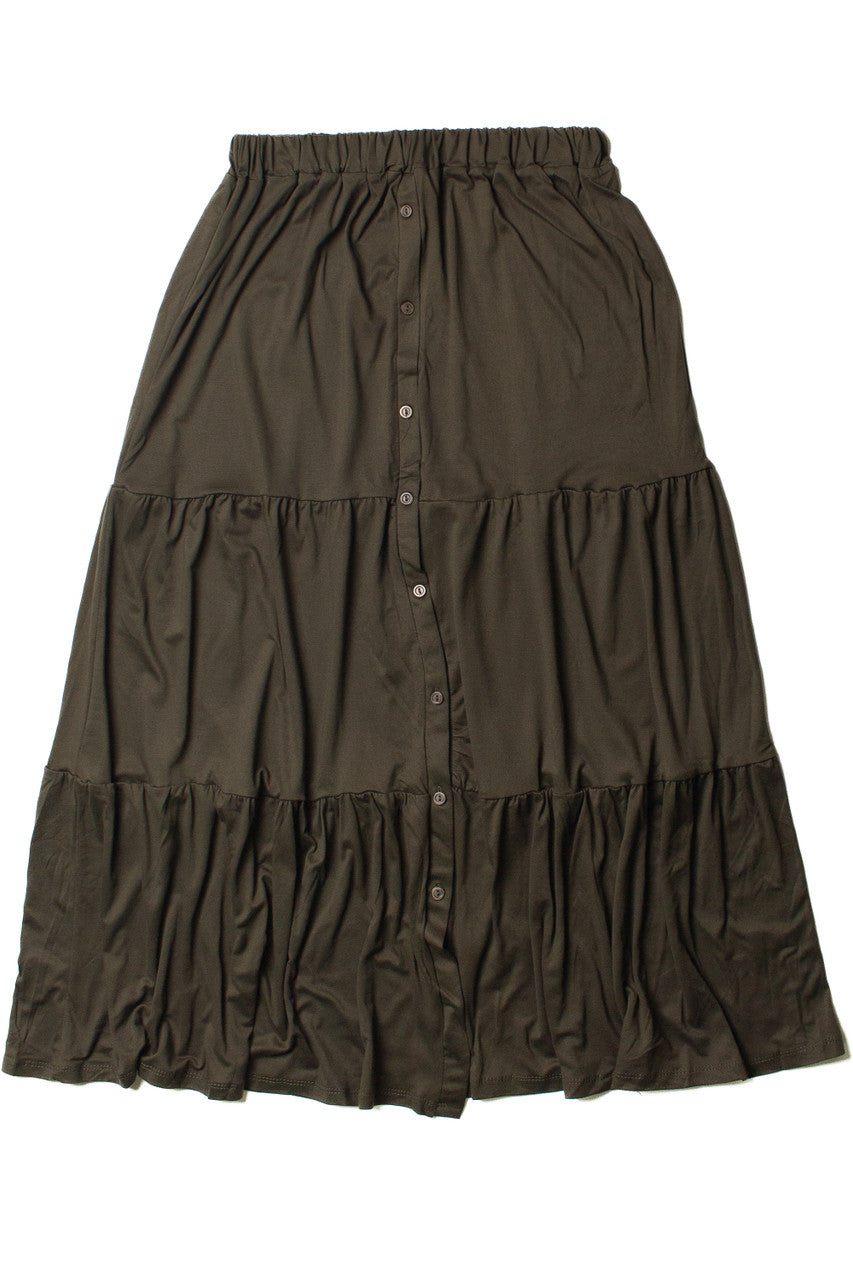 Tiered Button Front Maxi Skirt