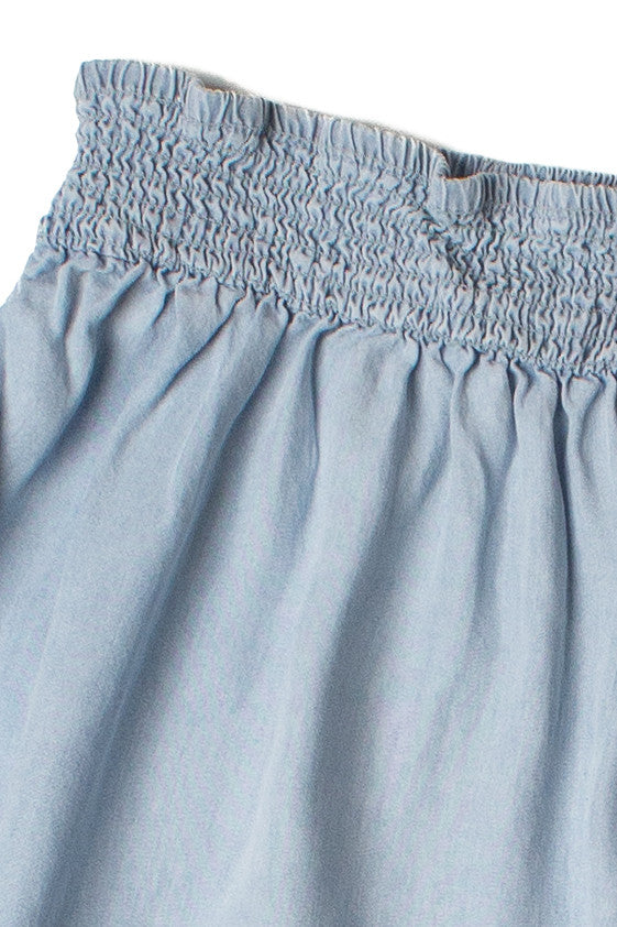 Tiered Chambray Maxi Skirt