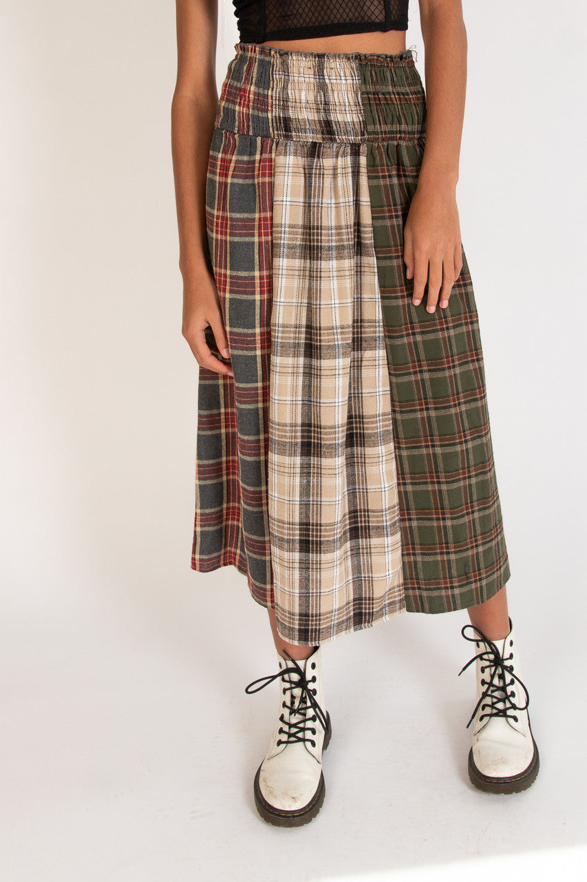 Patchwork Flannel Maxi Skirt