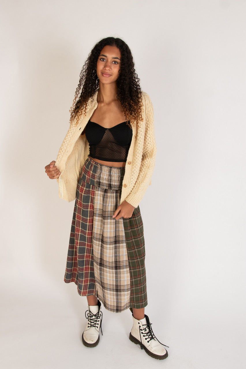 Patchwork Flannel Maxi Skirt
