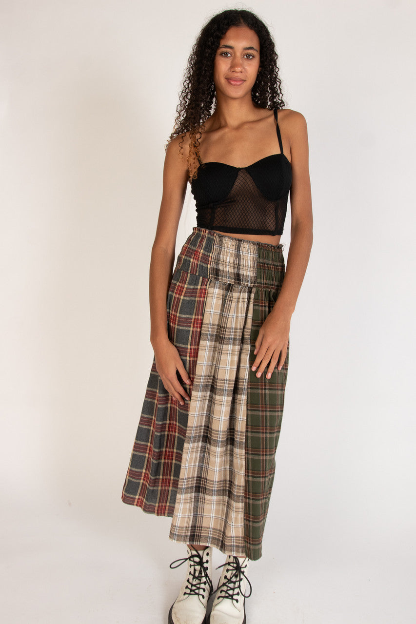 Patchwork Flannel Maxi Skirt